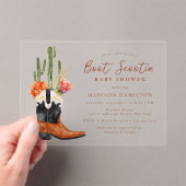 水の色の西のブートスクオチン'赤ちゃんシャワー アクリル招待状 (インサイチュ (ポータブル))