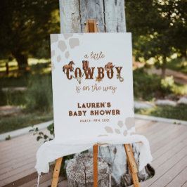 水の色の西の小さなカウボーイ男の赤ちゃんシャワー ポスター