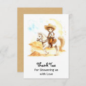 水の色の西カウボーイ赤ちゃんシャワー サンキューカード (正面/裏面)