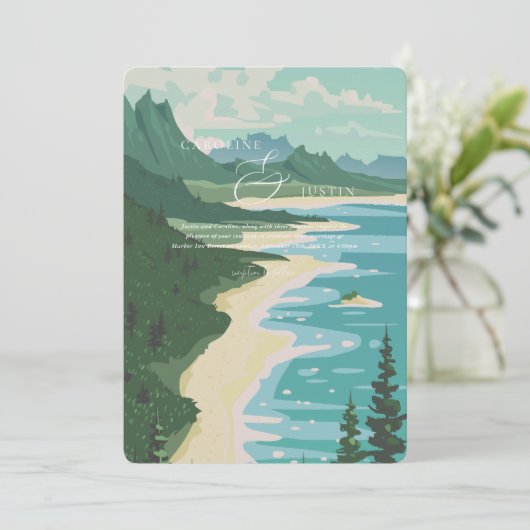 水の色の西海岸結婚の 招待状 (スタンド正面)