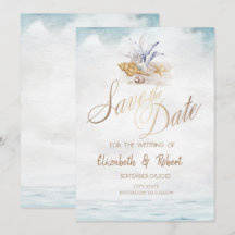 水の色の貝殻、海のビーチ日付を保存