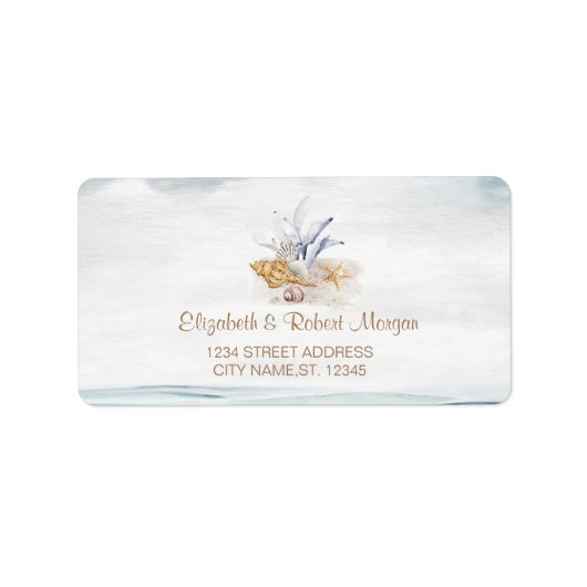 水の色の貝殻、海結婚のラベル ラベル (正面)