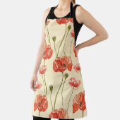 水の色の赤いケシのパターン。 エプロン (インサイチュ)