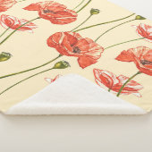 水の色の赤いケシのパターン。 シェルパブランケット (3/4)