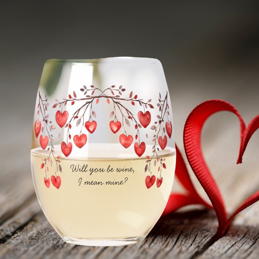 水の色の赤いハートは、あなたはワインバレンタイン ステムなしワイングラス