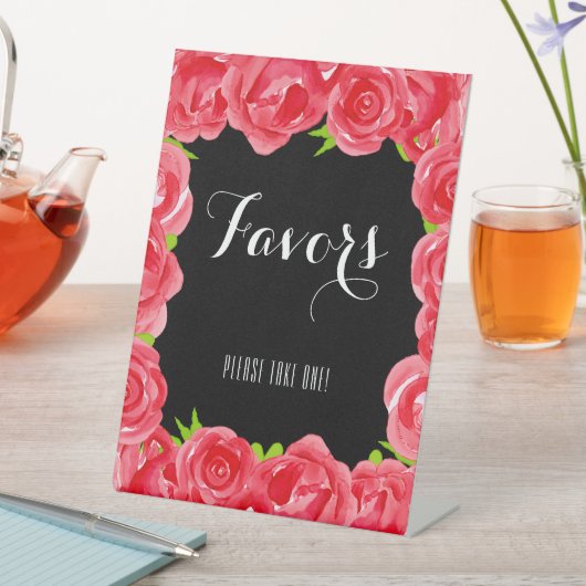 水の色の赤いバラの好意 台座サイン (インサイチュ)