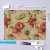 水の色の赤いバラの木 薄葉紙 (クラフト)