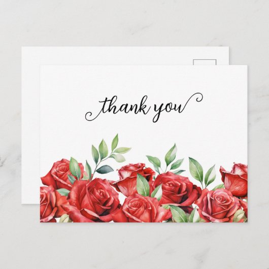 水の色の赤いバラ縁どさんありがとう ポストカード (正面/裏面)