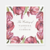 水の色の赤いポピーとあなたの名結婚前 スタンダードランチョンナプキン (正面)