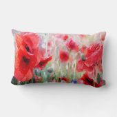 水の色の赤いポピー絵画ズ ランバークッション (裏面)