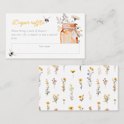 水の色の赤ちゃんシャワーの途中の小さな蜂蜜 エンクロージャーカード (正面/裏面)