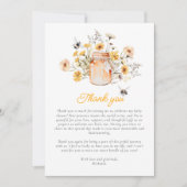 水の色の赤ちゃんシャワーの途中の小さな蜂蜜 サンキューカード (正面)