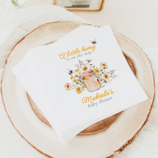 水の色の赤ちゃんシャワーの途中の小さな蜂蜜 スタンダードカクテルナプキン