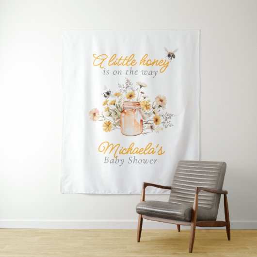 水の色の赤ちゃんシャワーの途中の小さな蜂蜜 タペストリー (インサイチュ)