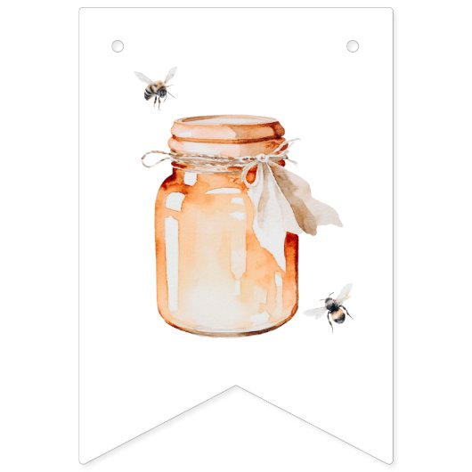 水の色の赤ちゃんシャワーの途中の小さな蜂蜜 バンティングフラッグ (第3の旗)