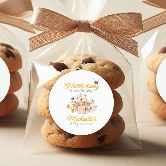 水の色の赤ちゃんシャワーの途中の小さな蜂蜜 ラウンドシール