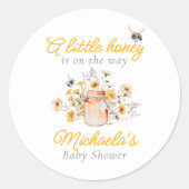 水の色の赤ちゃんシャワーの途中の小さな蜂蜜 ラウンドシール (正面)