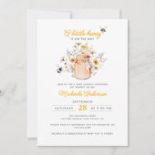 水の色の赤ちゃんシャワーの途中の小さな蜂蜜 招待状 (正面)