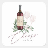 水の色の赤ワイン植物性応援愛する スクエアシール (正面)