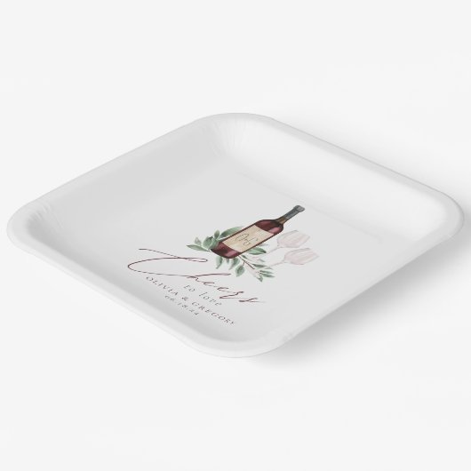 水の色の赤ワイン植物性応援愛する ペーパープレート (傾斜あり)