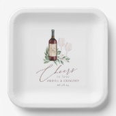 水の色の赤ワイン植物性応援愛する ペーパープレート (正面)