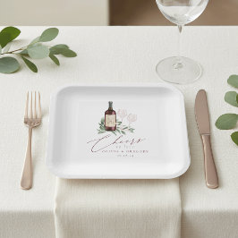 水の色の赤ワイン植物性応援愛する ペーパープレート