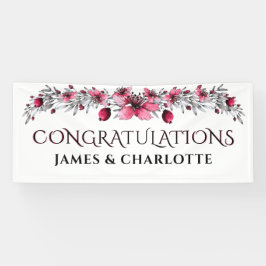 水の色の赤結婚の花 横断幕