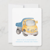 水の色の車ボーイベビーシャワー 招待状 (裏面)