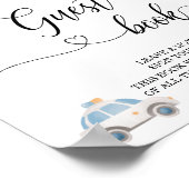 水の色の輸送ベビーシャワーゲストブック ポスター (角)