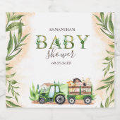 水の色の農場動物トラクターベビーシャワー スパークリングワインラベル (シングルラベル)