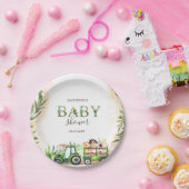 水の色の農場動物トラクターベビーシャワー ペーパープレート (パーティー)