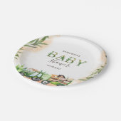 水の色の農場動物トラクターベビーシャワー ペーパープレート (アングル)