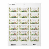 水の色の農場動物トラクターベビーシャワー ラベル (フルシート)