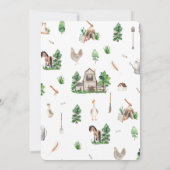 水の色の農場動物トラクターベビーシャワー 招待状 (裏面)