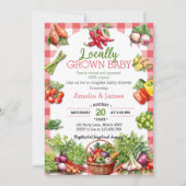 水の色の農家市場ローカル成長ベビーシャワー 招待状 (正面)