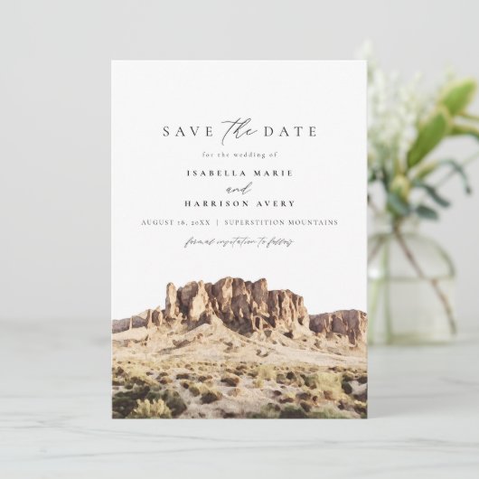 水の色の迷信の山の日付を保存 招待状 (スタンド正面)