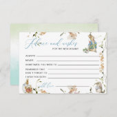 水の色の野エレガント花ピーターうさぎベビー書 エンクロージャーカード (正面/裏面)