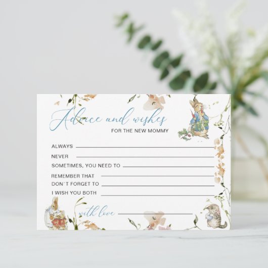 水の色の野エレガント花ピーターうさぎベビー書 エンクロージャーカード (スタンド正面)