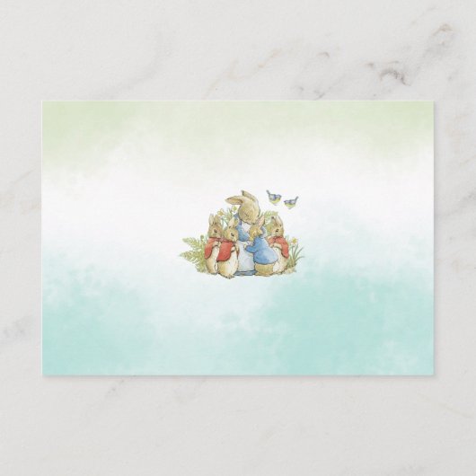 水の色の野エレガント花ピーターうさぎベビー書 エンクロージャーカード (裏面)