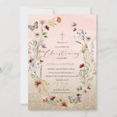 水の色の野生の花と蝶の私たちに参加 招待状 (正面)