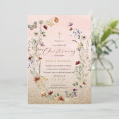 水の色の野生の花と蝶の私たちに参加 招待状 (スタンド正面)