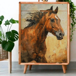 水の色の野生の馬のデコパージュ 薄葉紙