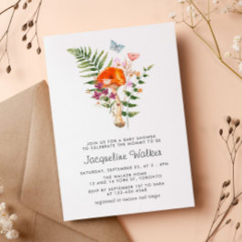 水の色の野生キノコ赤ちゃんシャワー 招待状