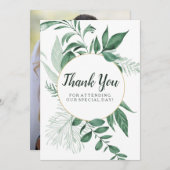 水の色の野生葉のハンターグリーン結婚ズ サンキューカード (正面/裏面)