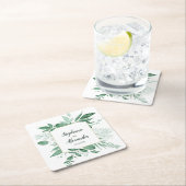 水の色の野生葉のハンターグリーン結婚ズ スクエアペーパーコースター (インサイチュ)