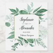 水の色の野生葉のハンターグリーン結婚ズ ワインラベル (シングルラベル)