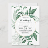 水の色の野生葉のハンターグリーン結婚ズ 招待状 (正面)