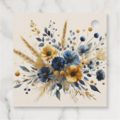 水の色の野花結婚の歓迎ギフトバスケット フェイバータグ (裏面)