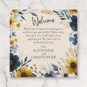 水の色の野花結婚の歓迎ギフトバスケット フェイバータグ (正面)