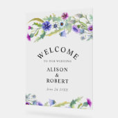 水の色の野花結婚の歓迎 アクリルサイン (傾斜)